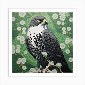 Ohara Koson Inspired Bird Painting Hawk 1 Square Art Print