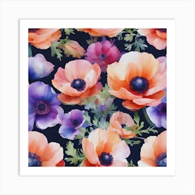 Watercolor Floral Pattern Art Print