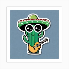 Cactus With Guitar 30 Art Print