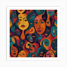 Colorful Collage Of Faces Art Print