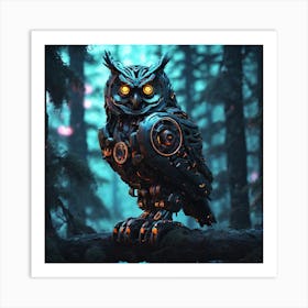 Robot Owl Art Print