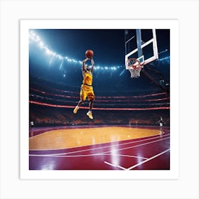 Basketball Player In The Air Art Print