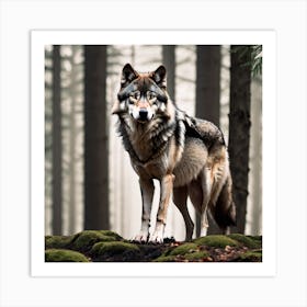 Wolf In The Forest 42 Art Print