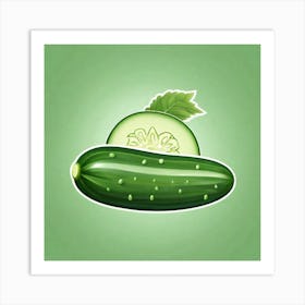 Cucumber On Green Background Art Print