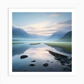 an image that evokes a sense of calm and tranquility, depicting a serene natural landscape, a peaceful moment in everyday life, and a tranquil scene in an imaginary world. Capture the beauty of stillness and quietude. Art Print