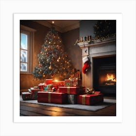 Christmas Tree With Presents 35 Art Print