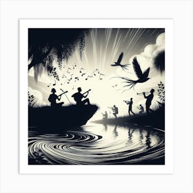 Silhouettes of people Art Print