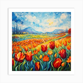 Tulips In The Field Art Print