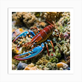 Lobster On Coral Reef Stock Photo Art Print