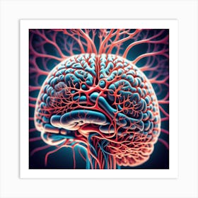 Human Brain With Blood Vessels 24 Art Print