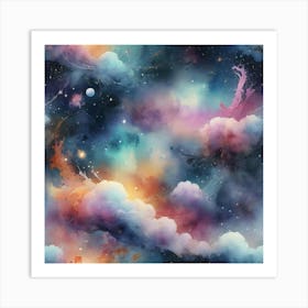 Watercolor Nebula Art Print