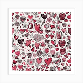 Heart Doodles Art Print