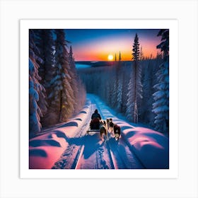 Sled Dogs In The Snow 3 Art Print