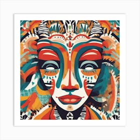 Folk Abstract Face Illustration (8) Art Print