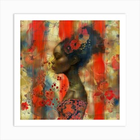 Woman With Flowers Art Print