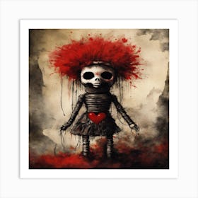 Skeleton With Red Hair Art Print