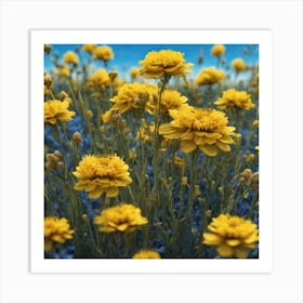 Yellow Flowers In A Field 50 Art Print