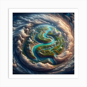 3 Dimensional Rivers In The Country Swirls In A Vortex Of Storm Clouds 4 Art Print