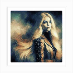 Woman In Leather Jacket Art Print