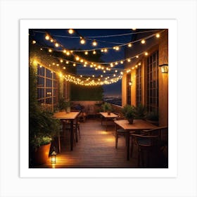 Patio With String Lights 1 Art Print