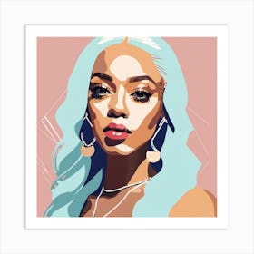 Portrait Of A Woman With Blue Hair Art Print