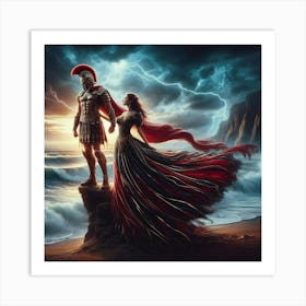 Spartacus Warriors And The A Woman Art Print