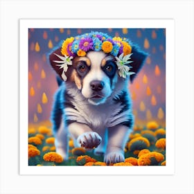 Flower Dog Art Print