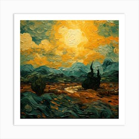 Sunset By Van Gogh Art Print