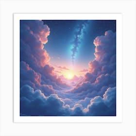 Celestial Watercolor Scene With Soft Cosmic Hues 1 Art Print