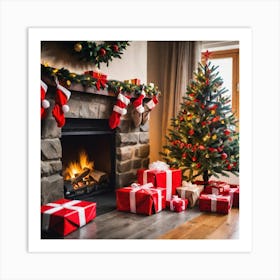 Christmas Tree And Presents 1 Art Print