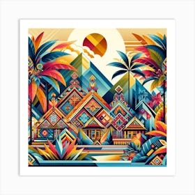 Geometric Art Tropical landscape Art Print