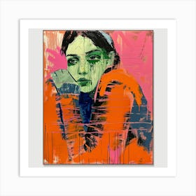 Girl In Pink And Orange Art Print