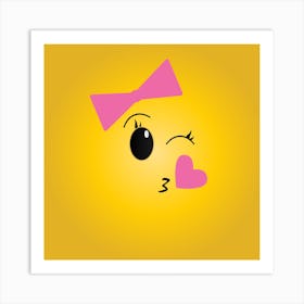 Cute Little Chick With Pink Bow Art Print