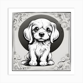 Black And White Dog 1 Art Print