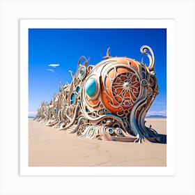 Steampunk airship crashed in the desert. Art Print