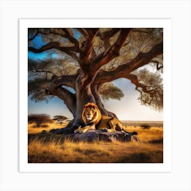 Lion Under The Tree 9 Art Print