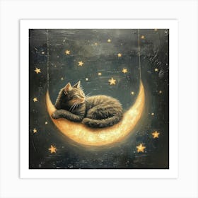 Cat On The Moon Art Art Print