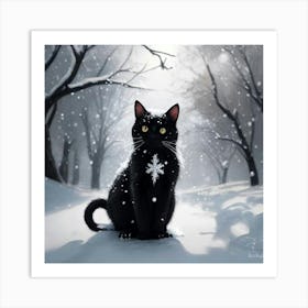 a black kitten called snowflake Art Print