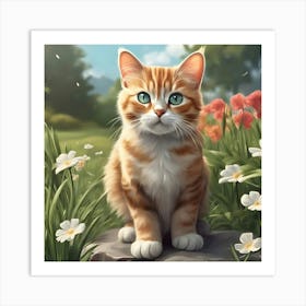 Kitty In The Meadow Art Print