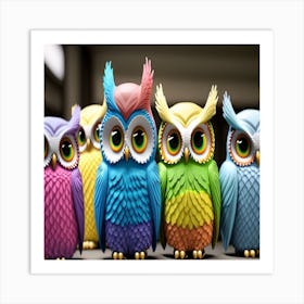 Colorful Owls 4 Art Print