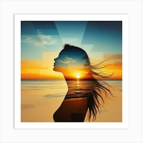 Sunset Portrait Of A Woman Art Print