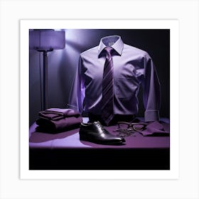 Purple Dress Shirt And Tie Art Print