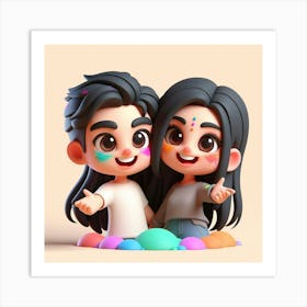 Holi Couple 5 Art Print