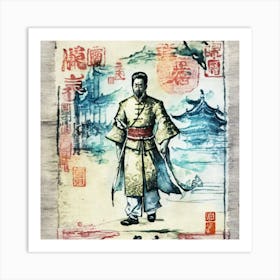 Chinese Emperor Wood Print 1 Art Print