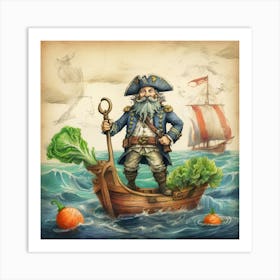 Pirate On A Boat Art Print