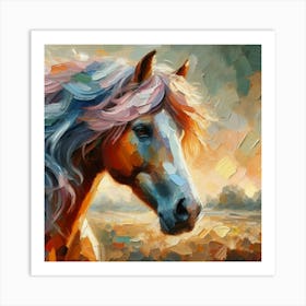 Horse Painting in oil Paint Art Print
