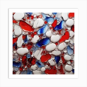 Red and blue and white glass Art Print