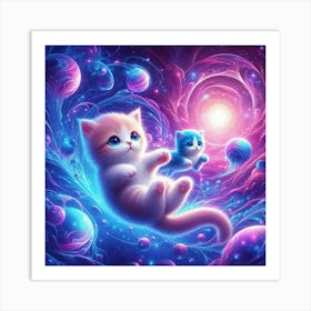 Galaxy Kittens Art Print