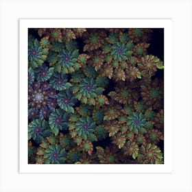 Green And Brown Floral Abstract Fractal Digital Art Art Print