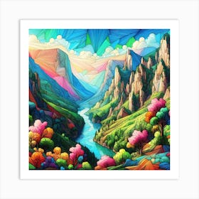 Colorful Mountain Landscape Art Print